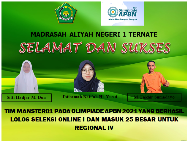 LOLOS SELEKSI ONLINE TAHAP I, TIM OLIMPIADE APBN MANSTER01 MASUK 25 BESAR REGIONAL IV